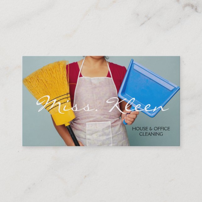 Zuhause-Reinigung im Haus, Cleaners Business Card Visitenkarte (Vorderseite)