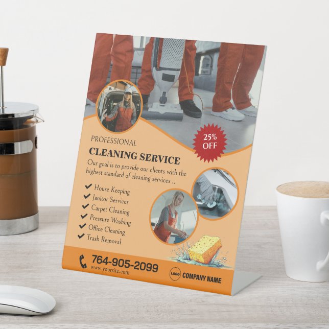 Zuhause-Reinigung individuelles Pedestal-Zeichen Sockelschild (In SItu)