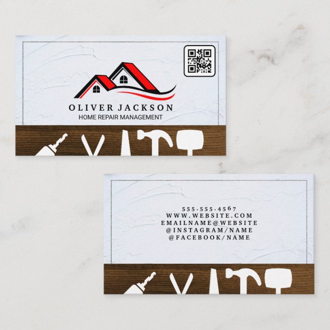 Zuhause-Reparatur | Realtor | QR-Code Visitenkarte (Vorne/Hinten)