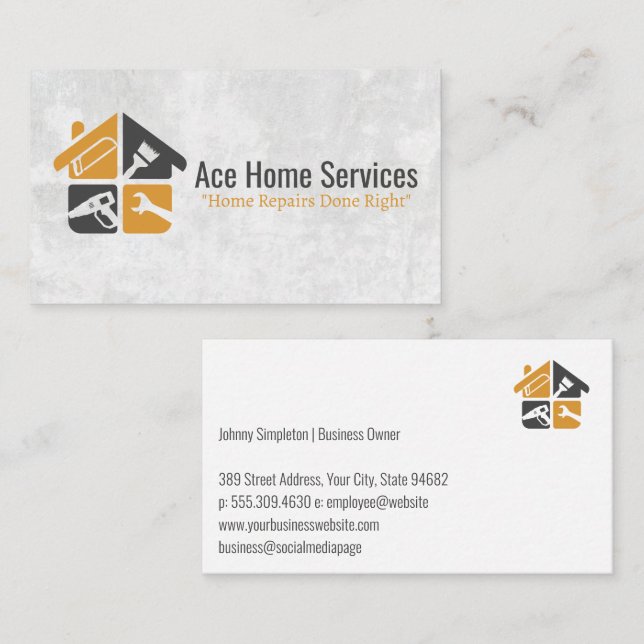 Zuhause-Reparaturwerkzeuge | Generalunternehmer Visitenkarte (Vorne/Hinten)