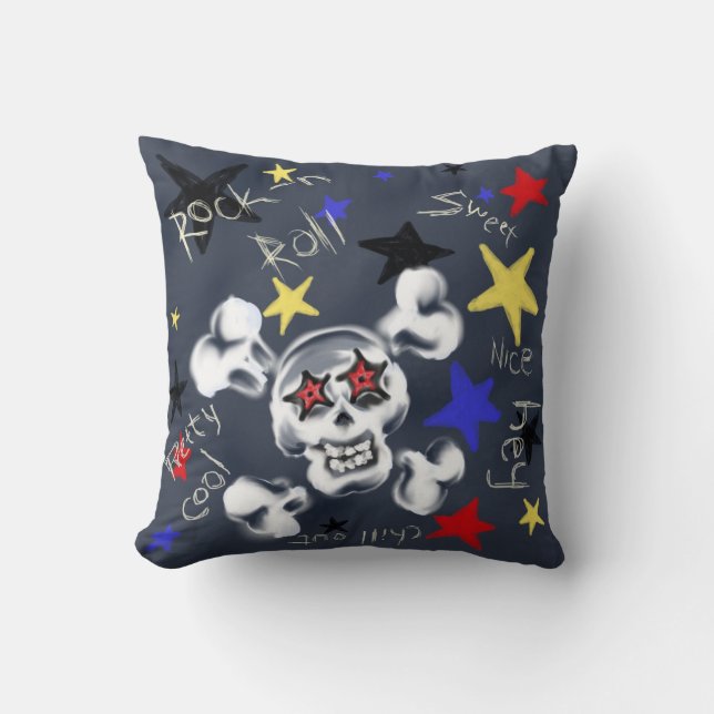 Zuhause - Rock'n'Roll Skull Kissen (Vorderseite)