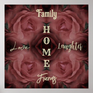 Zuhause Rote Rose Abstrakt Inspirationswörter Poster