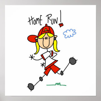 Zuhause Run Girls Softball-T - Shirt und Geschenke Poster