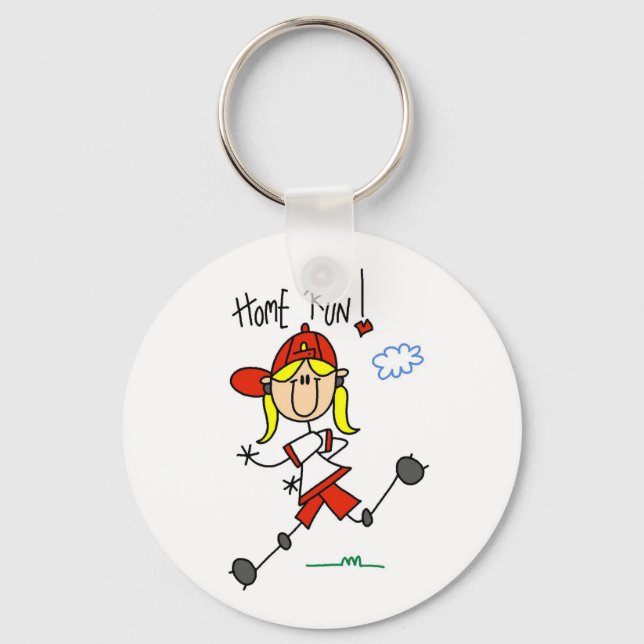 Zuhause Run Girls Softball-T - Shirt und Geschenke Schlüsselanhänger (Vorderseite)