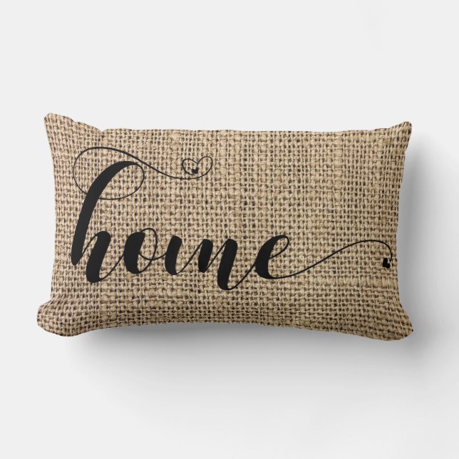 Zuhause Rustic Burlap Country Handgeschriebener He Lendenkissen (Vorderseite)