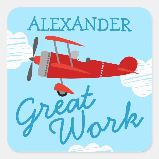 Zuhause School Lob Kinder Name Quadratischer Aufkleber (Vorderseite)