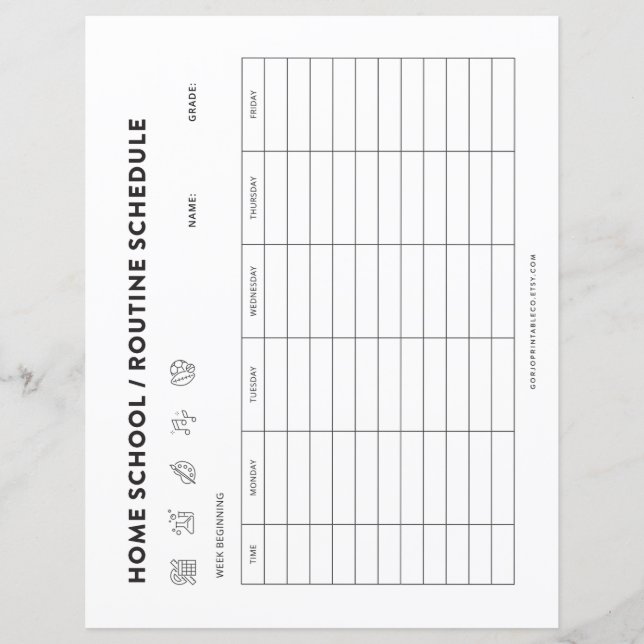 Zuhause School Schedule Kids Routineveranstalter (Vorderseite)