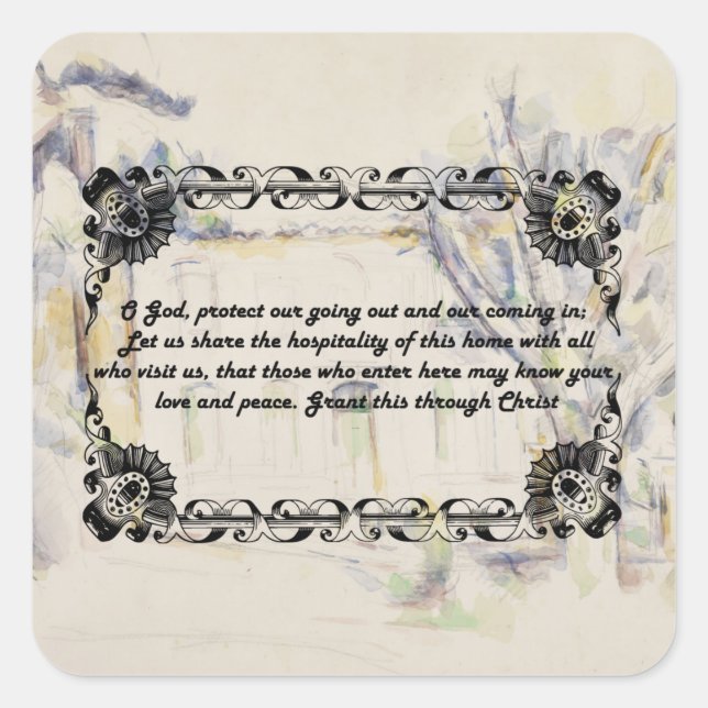 Zuhause Segen Gebet Religiöse Zitate Quadratischer Aufkleber (Vorderseite)