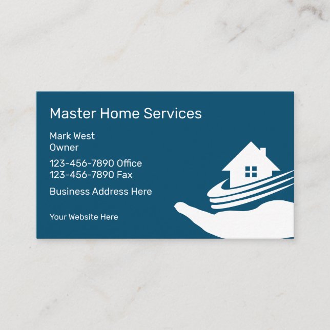Zuhause Services Business Card Design Visitenkarte (Vorderseite)