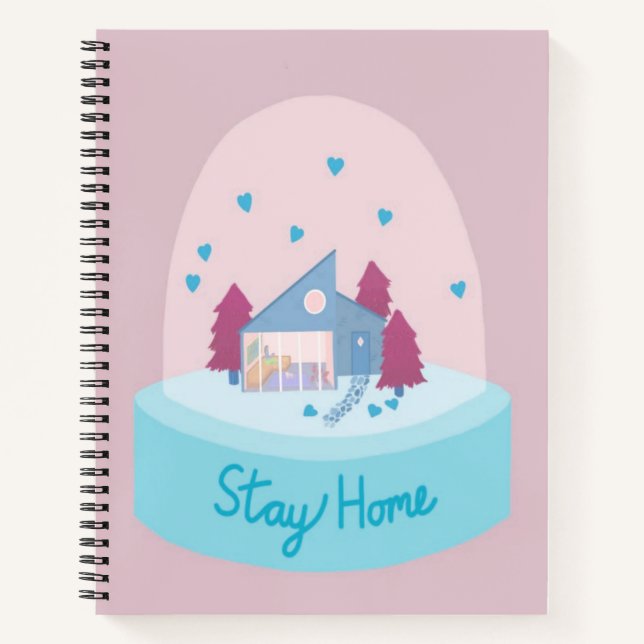 Zuhause Snow Globe bleibe Hearts Notizbuch (Vorderseite)
