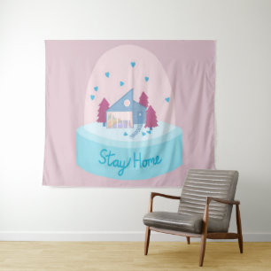 Zuhause Snow Globe bleibe Hearts Wandteppich