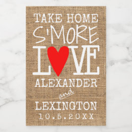 Zuhause S's More Liebe Country Burlap Look Lebensmitteletikett