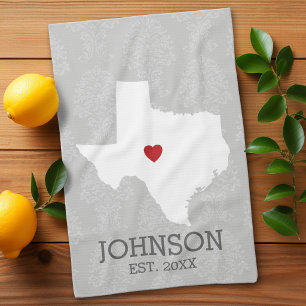 Zuhause Staat Karte - Individuelle Name Texas Geschirrtuch