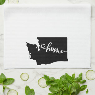 Zuhause Staat Kontur Heart Washington Geschirrtuch