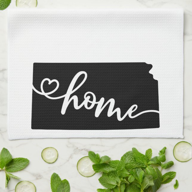 Zuhause Staat Kontur Herz Kansas Küche Handtuch (Gefaltet)