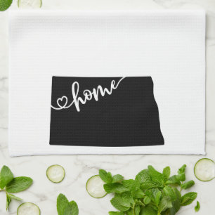 Zuhause Staat Kontur Herz Nord Dakota Geschirrtuch