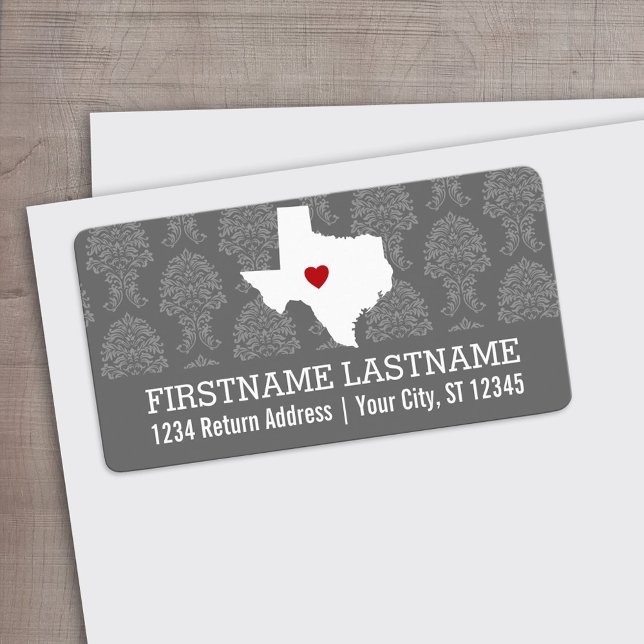 Zuhause Staat Map Art - Custom Wedding Texas Adressaufkleber (Custom Address Label)