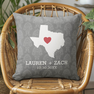 Zuhause Staat Map Art - Custom Wedding Texas Kissen