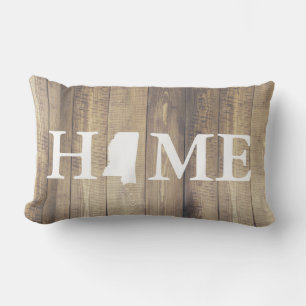 Zuhause Staat Mississippi Rustic Wood Family Name Lendenkissen