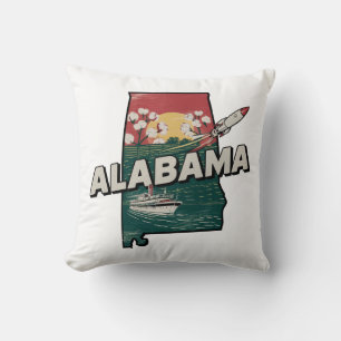 Zuhause Staat Retro Color Alabama Kissen