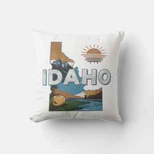 Zuhause Staat Retro Color Idaho Kissen