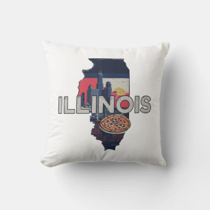 Zuhause Staat Retro Color Illinois Kissen