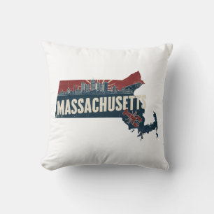 Zuhause Staat Retro Color Massachusetts Kissen