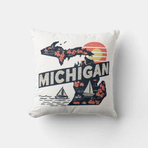 Zuhause Staat Retro Color Michigan Kissen