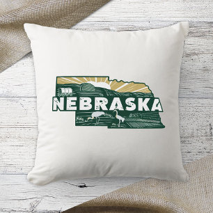 Zuhause Staat Retro Color Nebraska Kissen