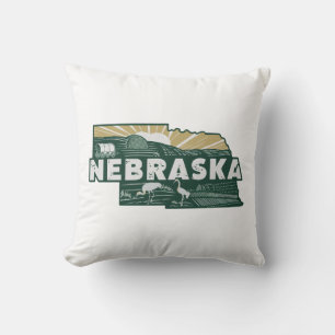 Zuhause Staat Retro Color Nebraska Kissen