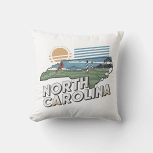 Zuhause Staat Retro Color North Carolina Kissen