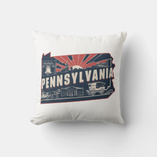 Zuhause Staat Retro Color Pennsylvania Kissen