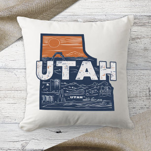 Zuhause Staat Utah Retro Farbstrebenkissen Kissen