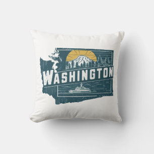 Zuhause Staat Washington Retro Color Kissen
