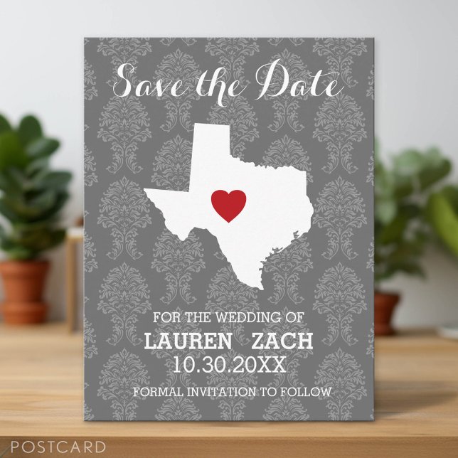 Zuhause Staat Wedding speichern das Datum Texas Ankündigungspostkarte (Save the Date Postcard)