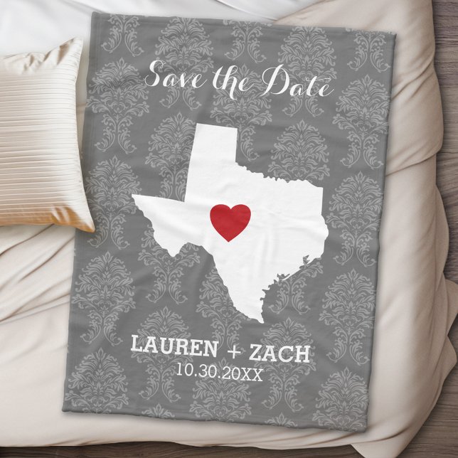 Zuhause Staat Wedding speichern das Datum Texas Fleecedecke (Texas Personalized Fleece Blanket)