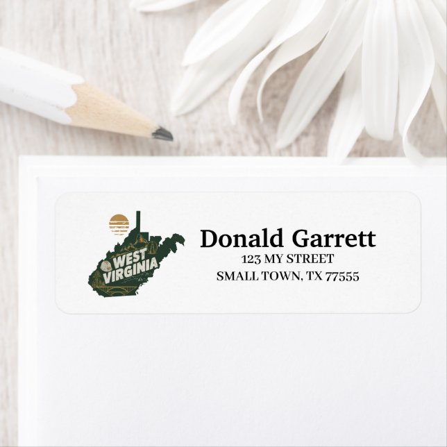 Zuhause Staat West Virginia Retro Farbadresse (Insitu)