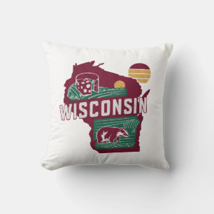 Zuhause Staat Wisconsin Retro Color Kissen