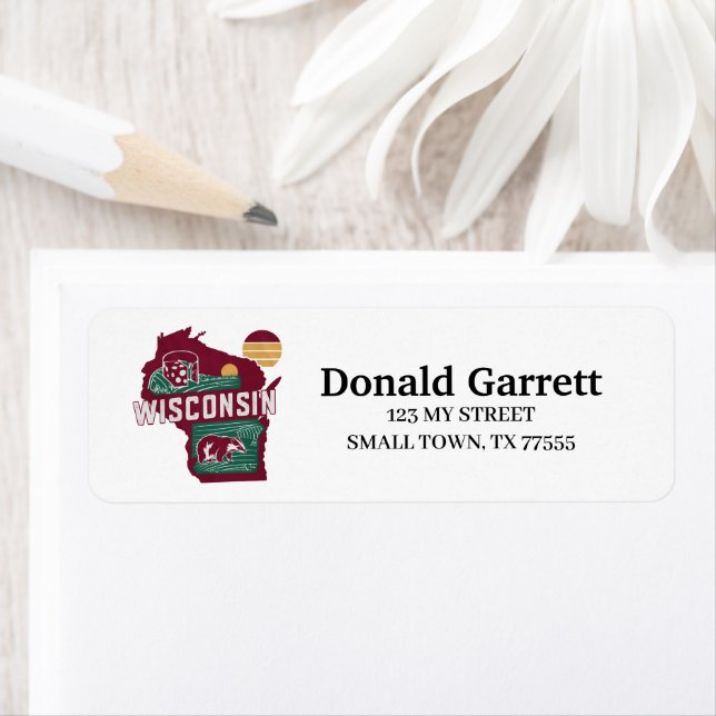 Zuhause Staat Wisconsin Retro Farbadresse (Insitu)