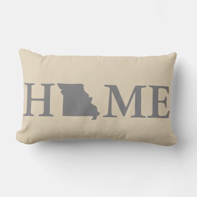 Zuhause-Staats-Missourigrau u. -creme Lendenkissen (Vorderseite)