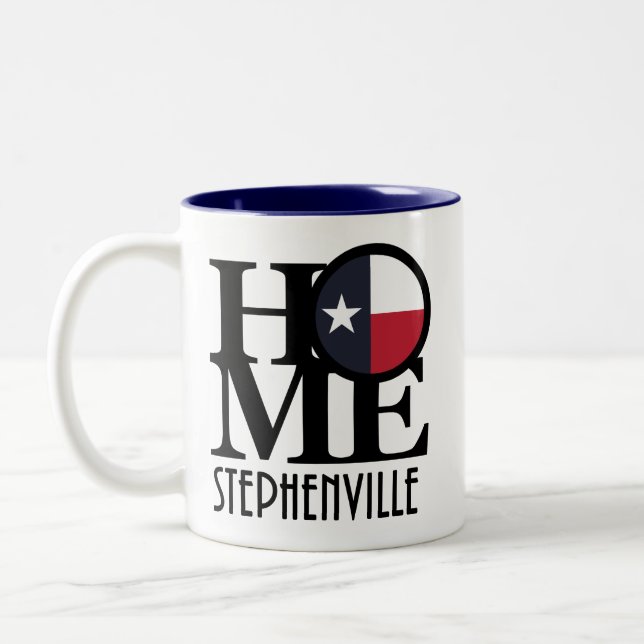 ZUHAUSE Stephenville Texas Zweifarbige Tasse (Links)