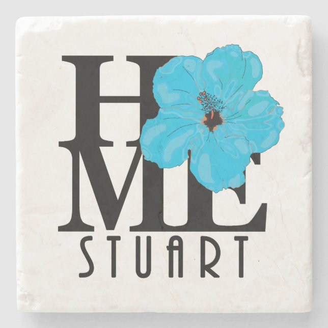 ZUHAUSE Stuart Florida Blue Hibiskus Steinuntersetzer (Vorderseite)