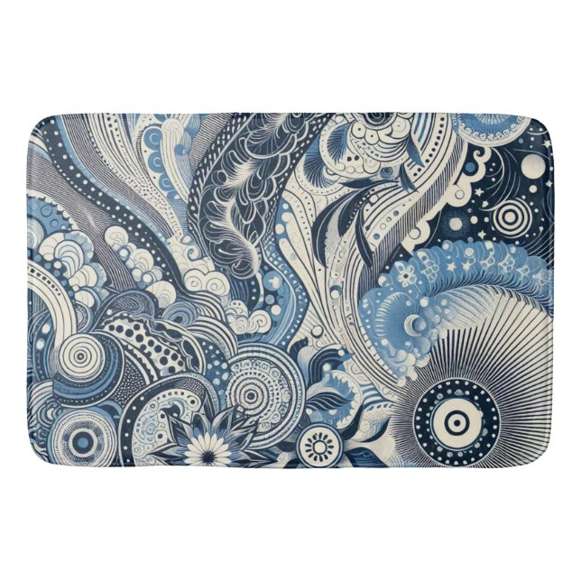 Zuhause Studio Indigo Bloom Badematte (Vorderseite)