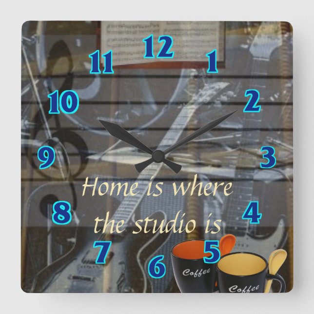 Zuhause-Studio-Uhr Quadratische Wanduhr (Vorderseite)