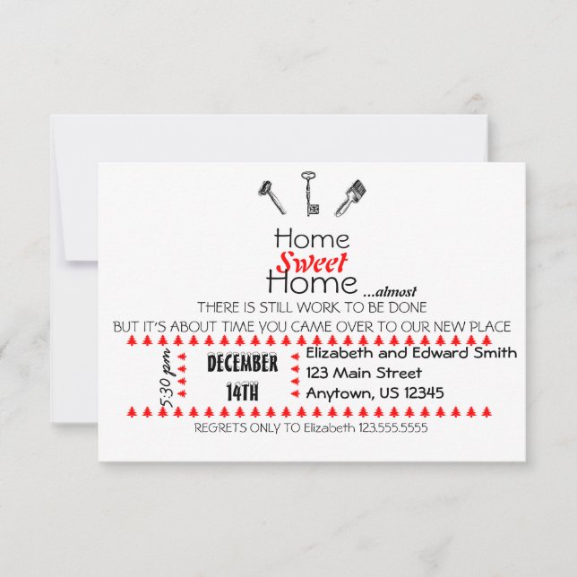 Zuhause-süße Zuhause-Einladung Einladung (Vorderseite)