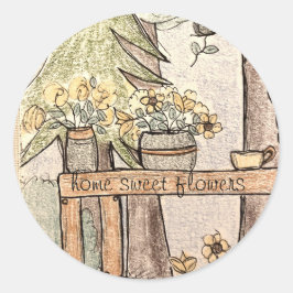 Zuhause Süßes Blume Runder Aufkleber