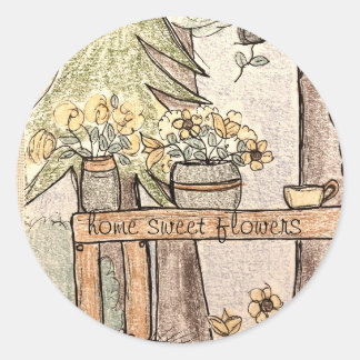 Zuhause Süßes Blume Runder Aufkleber