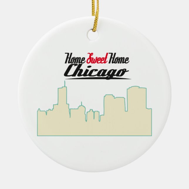 Zuhause-süßes Zuhause Chicago Keramik Ornament (Vorne)