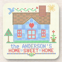 Zuhause-süßes Zuhause-Kreuz-Stich-Haus