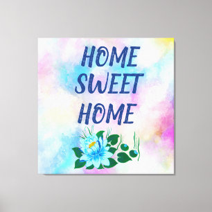 Zuhause Süßes Zuhause, schöne blaue Blume Leinwanddruck